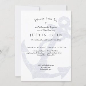 Nautical Anchor Baptism Invitation for the Little Skipper